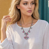 Model wearing Western Handcrafted Stone Half Concho Clus