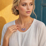 Model wearing Western Handcrafted Stone Cluster Necklace