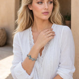 Model wearing Western Engraved Dachshund Cabochon Stretc