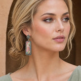 Model wearing Western Cotton Candy Stone Rectangle Drop