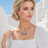 Model wearing Western Cotton Candy Stone Bar Paperclip C