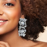 97900, OVAL RHINESTONE ACCENT EVENING EARRING