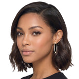 114492, PAVE RHINESTONE SLIM STAINLESS STEEL HOOP EARRINGS
